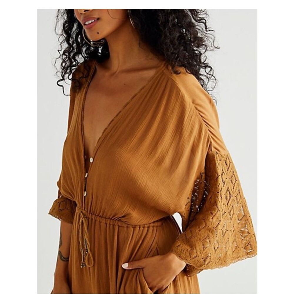 Free People Angela jumpsuit bohemian flowy pants suit women’s small NWT festival - Picture 5 of 14